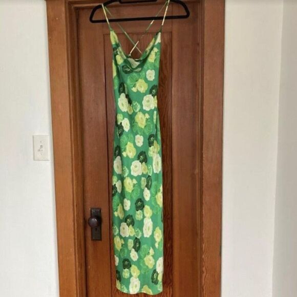 Adoore Vienna Open Back Midi Dress in Green Floral Print Size 4 - Picture 7 of 11